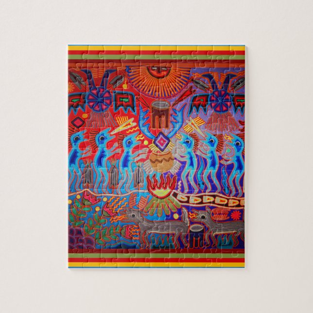 Schamanritual Huichol Pussel (Vertikal)