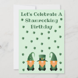 Schamrocking Birthday Celebration Gnomes Inbjudningar