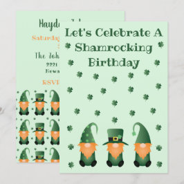 Schamrocking Birthday Celebration Gnomes Inbjudningar