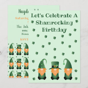 Schamrocking Birthday Celebration Gnomes Inbjudningar