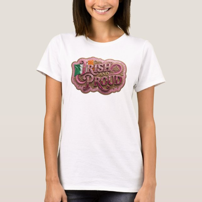 Scharlachrosa IRländska och stolta t-shirt (Framsida)