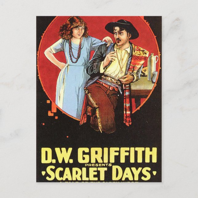 Scharlakansröd dagfilmaffisch vykort (Framsida)
