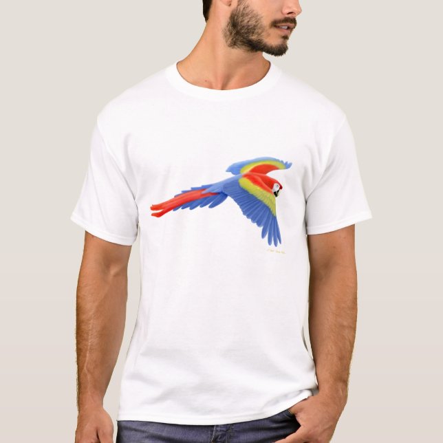 Scharlakansröd MacawT-tröja T-shirt (Framsida)