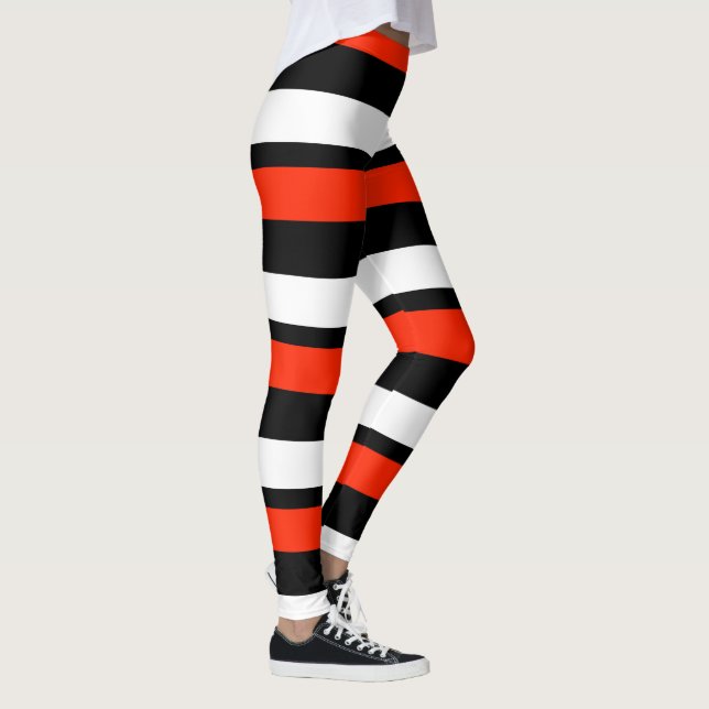 Scharlakansrött Horisontellt-Görat randig Leggings (Höger)