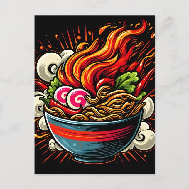 Scharp Ramen Japansk Noddlig Gatuart Helg Vykort (Framsida)