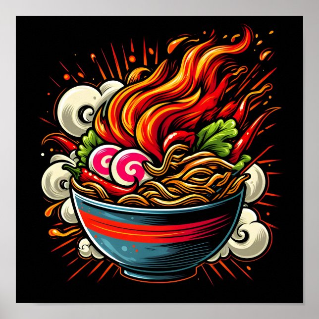 Scharp Ramen Japansk Noddlig Gatuart Poster (Framsidan)