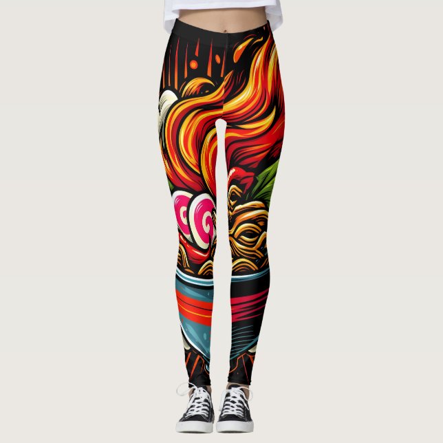 Scharp Ramen Japansk Nudel Gatukonst Leggings (Framsida)