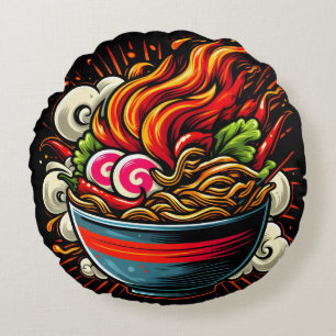 Scharp Ramen Japansk Nudel Gatukonst Rund Kudde