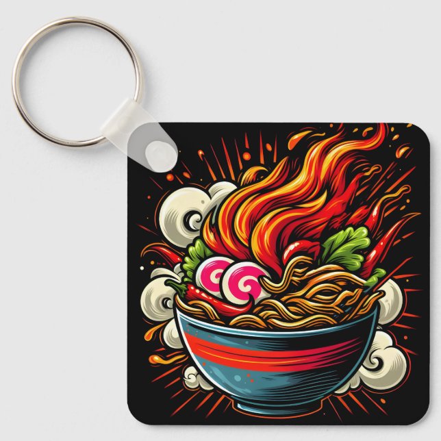 Scharp Ramen Japansk Nudelgatu Konst Nyckelring (Framsida)