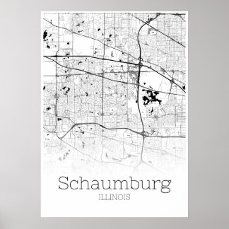Schaumburg Karta - Illinois - City Karta Poster