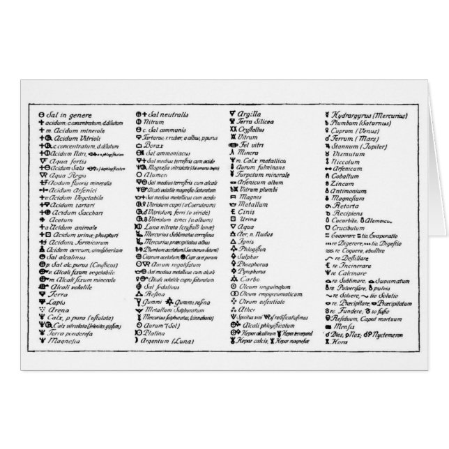 Scheeles Alchemical symboler Hälsningskort (Framsidan Horizontal)