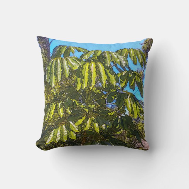 Schefflera Umbrellas Throw Pillow Kudde (Framsida)