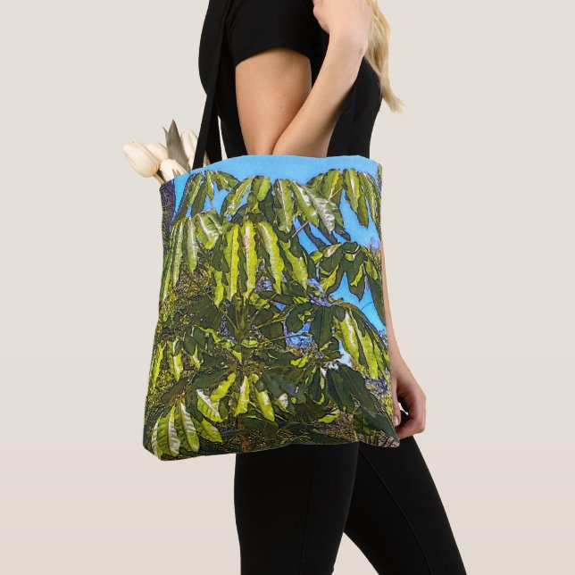 Schefflera Umbrellas Tote Bag Tygkasse (Närbild)