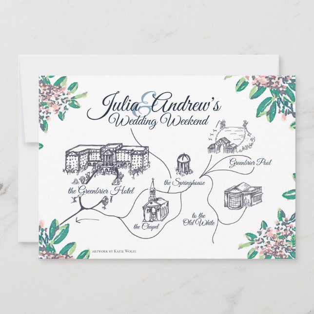 Schema för Greenbrier bröllopshelg slutlig Inbjudningar (Framsida)