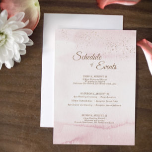 Schema för rosa Watercolor Guld Type Bröllop Tilläggskort