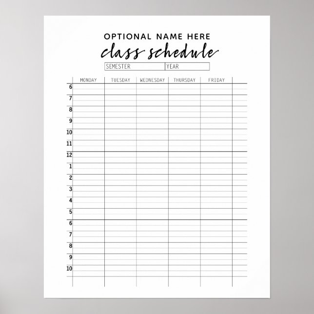 Schema för termin - boho ark mönster poster (Framsidan)