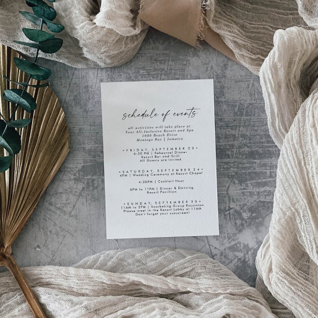 Schema över händelser i det moderna skriptet Bröll Tilläggskort (Skapare uppladdad)