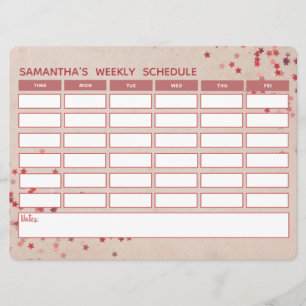 Schemalägg skoltidtabell för Girly Rosa Weekly