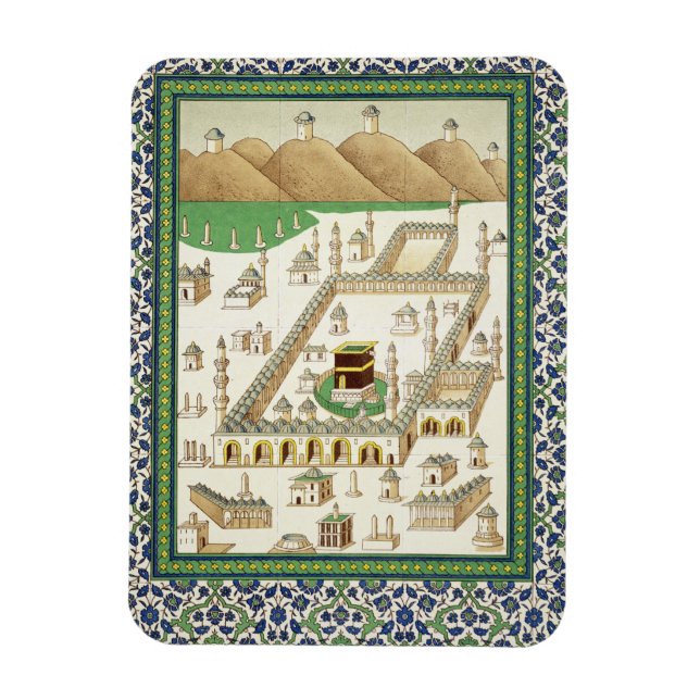 Schematisk vy över Mecca, som visar Qua'bah från Magnet (Vertikal)