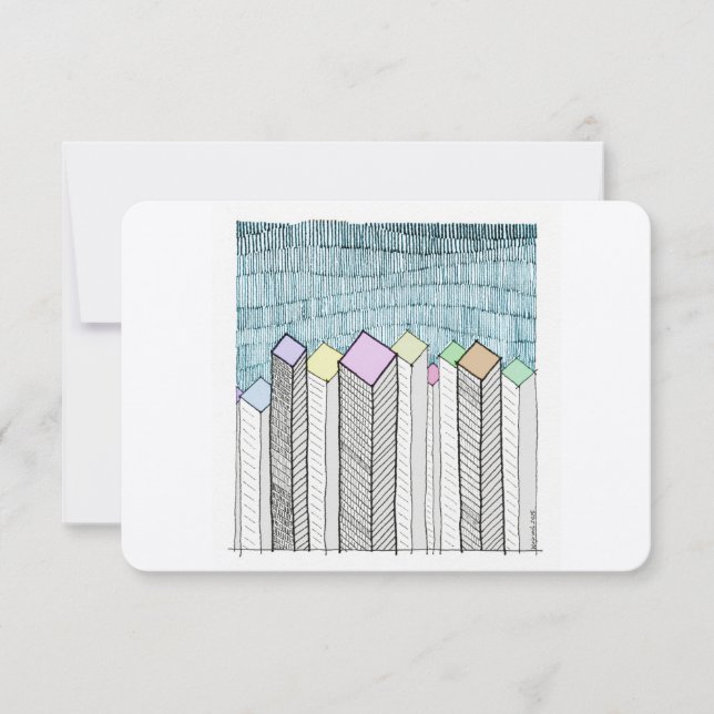 Schematiska Skyscraper Anteckningskort (Framsida)