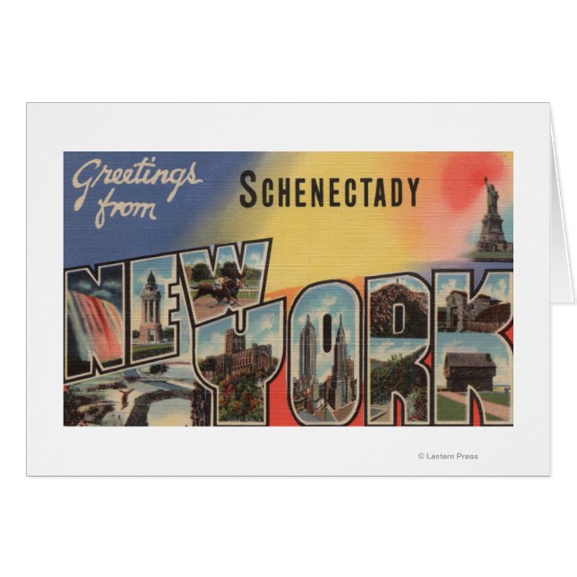 Schenectady, New York - Stora Brev Scenes Hälsningskort (Framsidan Horizontal)