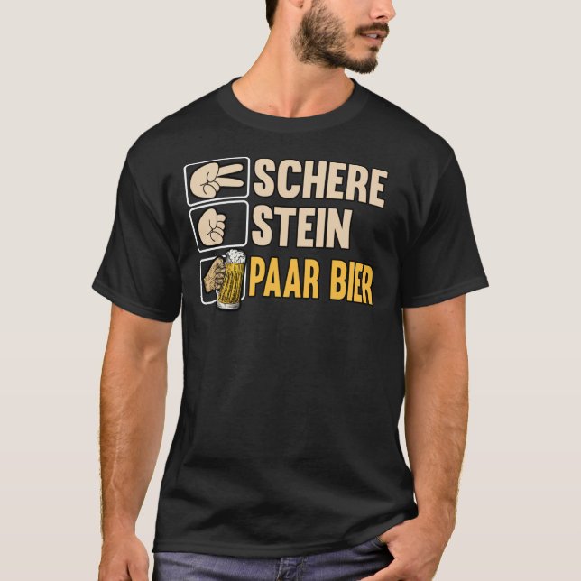 Schere Stein Paar Bier Pils Saufen Geschenkidee Es T Shirt (Framsida)