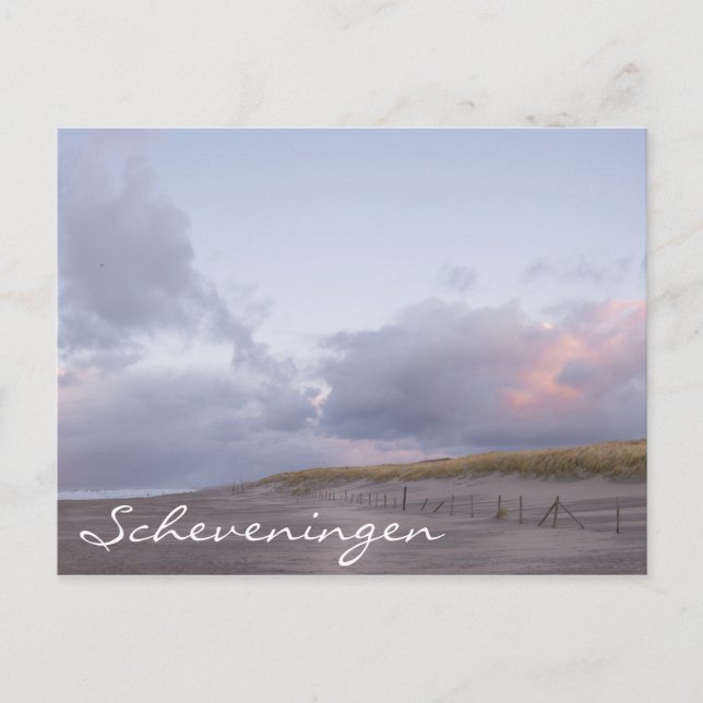 Scheveningen kusten sunset text postcard vykort (Framsida)