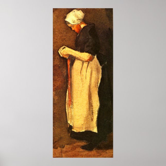 Scheveningen Kvinna Porträtt av Vincent van Gogh Poster (Framsidan)