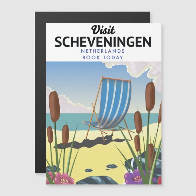 Scheveningen Nederländerna strand affisch (Fram/baksida)