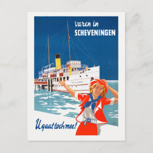 Scheveningen Netherlands Vintage resor Poster Vykort