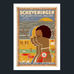 Scheveningen Poster<br><div class="desc">Vintage Art Deco-reseaffisch för den nederländska strandorten Scheveningen, "Haag-on-Sea", Nederländerna.</div>