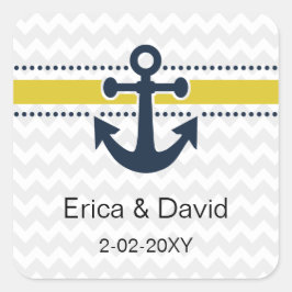 schevron rand, ankare, nautiska kuvert sälar fyrkantigt klistermärke