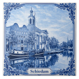 Schiedam Delft Blue style ceramic tile Kakelplatta