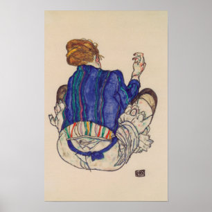Schiele - Baksida av en kvinna i Sitta 1917 Poster