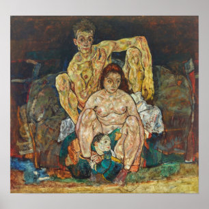 Schiele - Crouching Couple (familjen) Poster