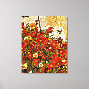 Schiele - Fält of Flowers, bra art Canvastryck
