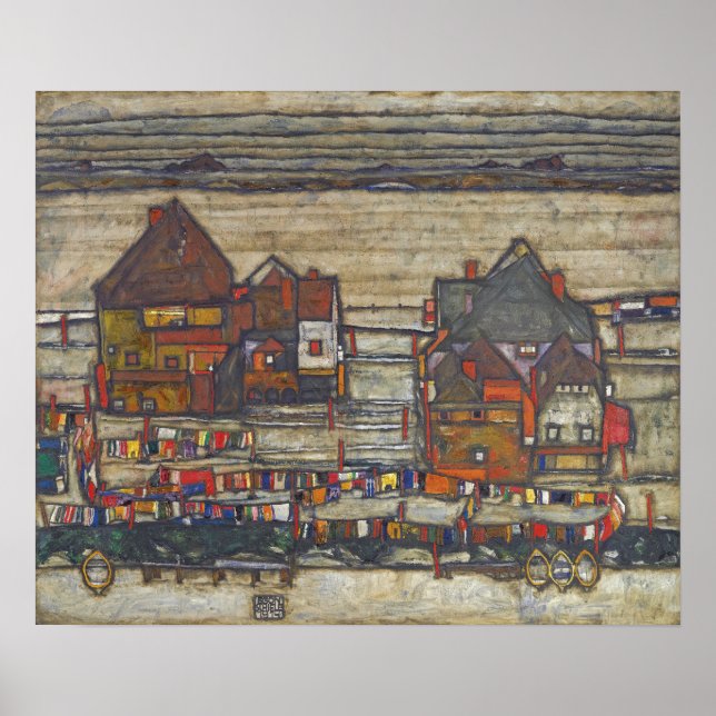 Schiele - Färgglada hus 1914 Poster (Framsidan)