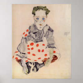 Schiele - Flicka i prickig klänning 1911 Poster