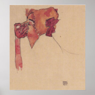 Schiele-Gerti with Hair Mesh 1910 Poster