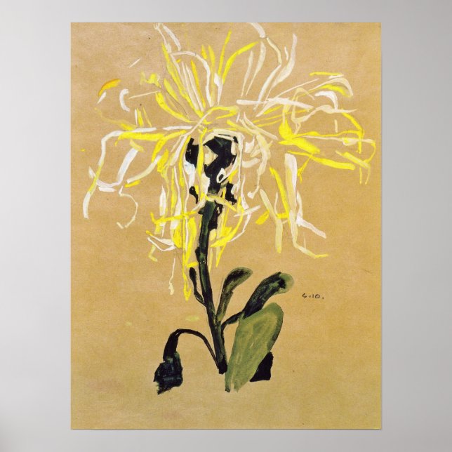 Schiele - Gult Chrysanthemum 1910 Poster (Framsidan)