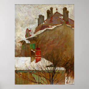 Schiele - hus i vinter (se studion) poster