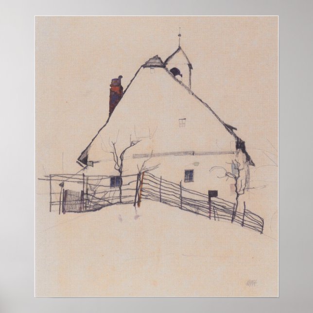 Schiele - Hus med klocktorn 1912 Poster (Framsidan)