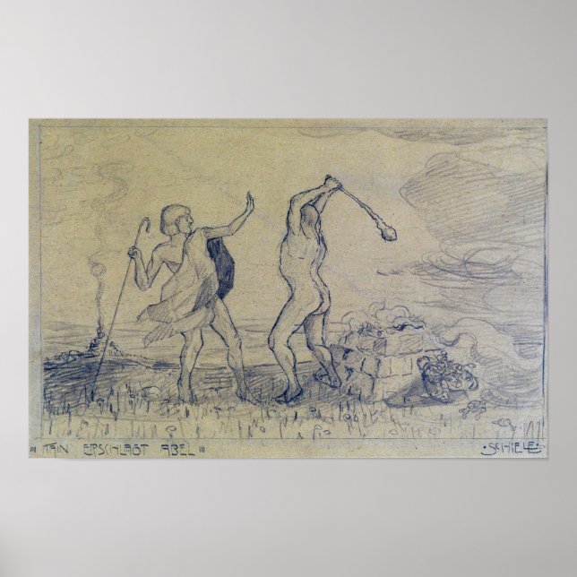 Schiele - Kain slår Abel 1905 Poster (Framsidan)