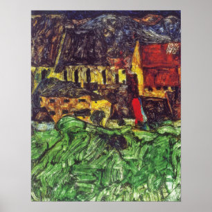 Schiele - Krumau (St Veit Church with Houses) 1912 Poster
