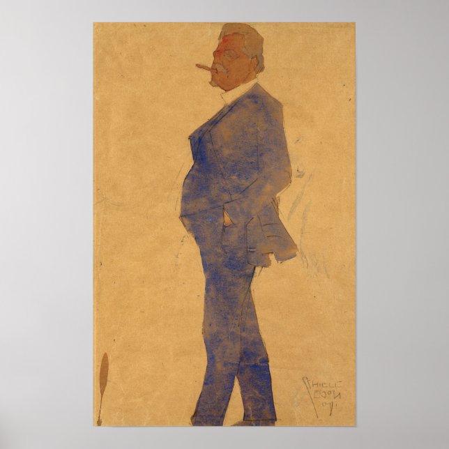 Schiele - Porträtt av Leopold Czihaczek 1908 Poster (Framsidan)