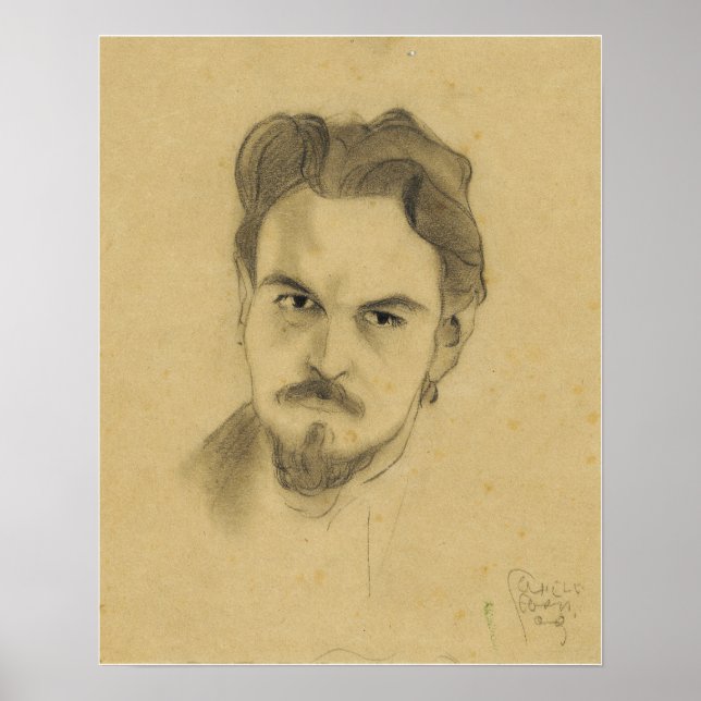 Schiele - Porträttstudie Anton Peschka 1909 Poster (Framsidan)