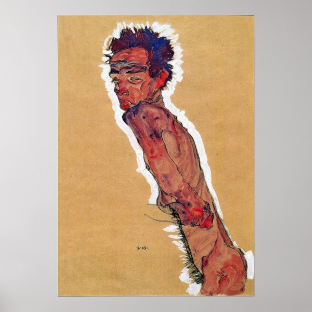 Schiele - Self-Porträtt 1910 Poster (Framsidan)