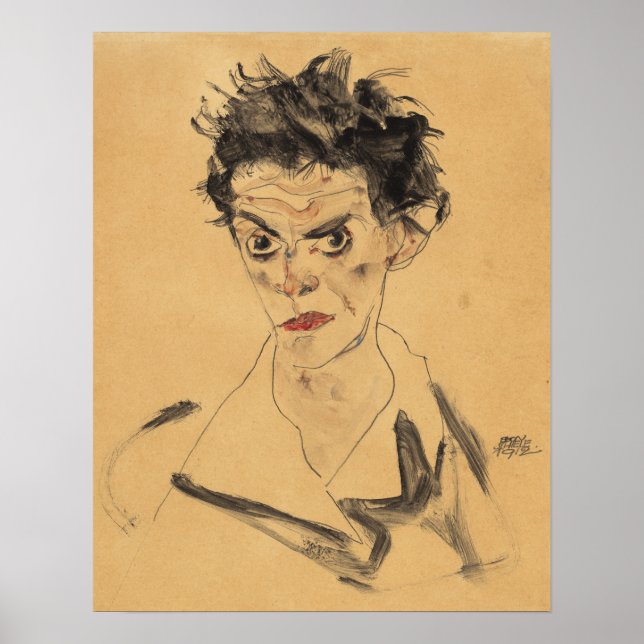 Schiele - Self-Porträtt 1912 Poster (Framsidan)
