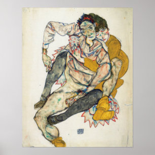 Schiele - sittande par 1915 poster