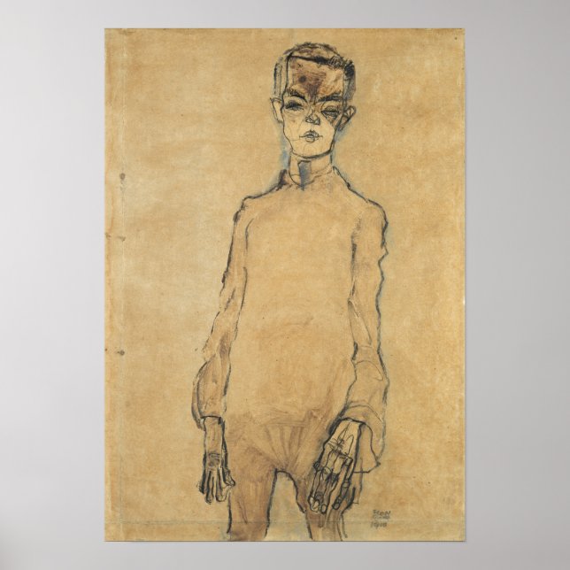 Schiele - Självporträtt 1910 Poster (Framsidan)